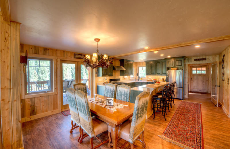 Cabin kitchen at Wild Skies Cabin Rentals.