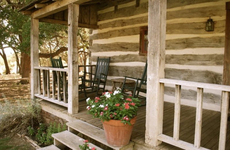 Cabin porch at Settlers Crossing.