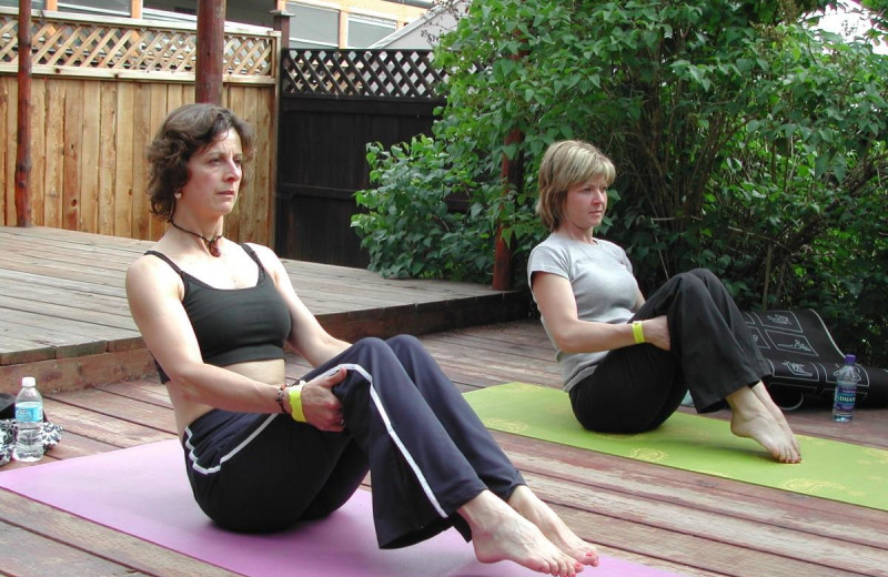 Yoga class at REO Rafting Resort.