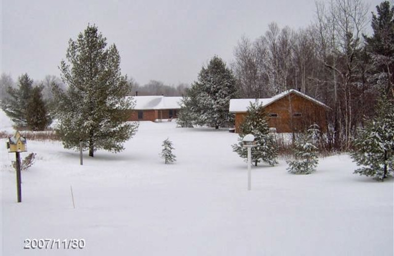 Winter time at Woodside Cottages of Bayfield.