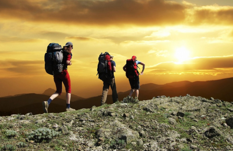 Hiking through mountains at Andes Hotel and Restaurant.