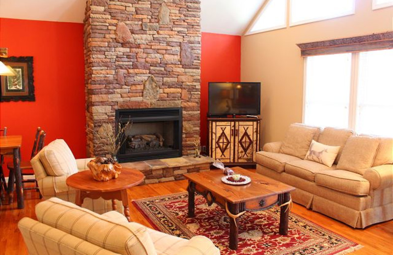 Rental living room at Mountain Lake Rentals.