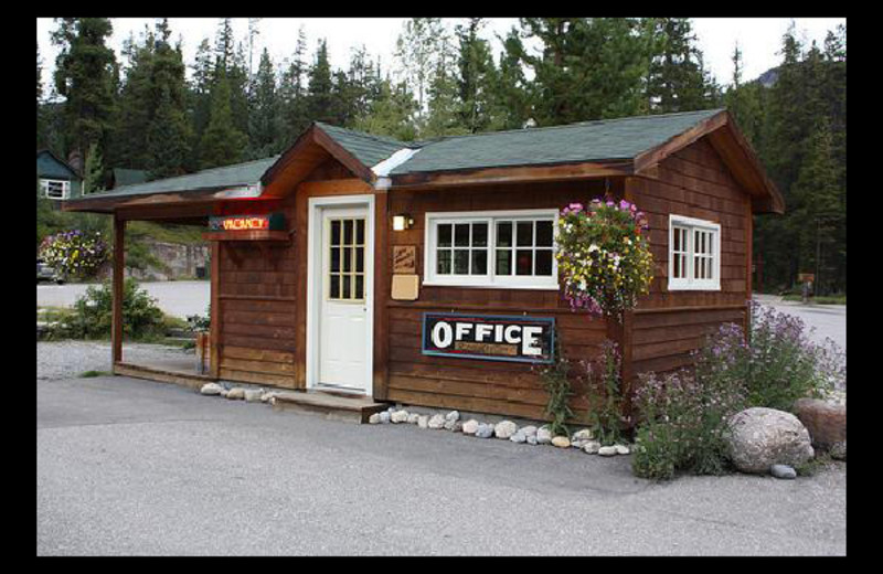 Cabin exterior at Johnston Canyon Resort.