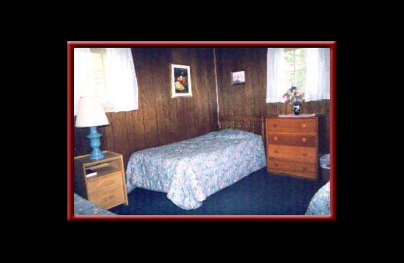 Cottage bedroom at English Brook Cottages.