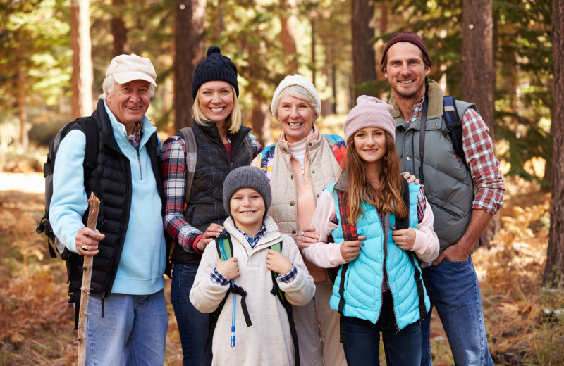 Family hiking at Cliffside Resort & Suites.