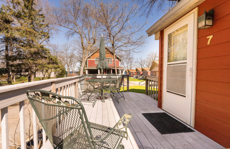 Cabin patio at Otter Tail Beach Resort.