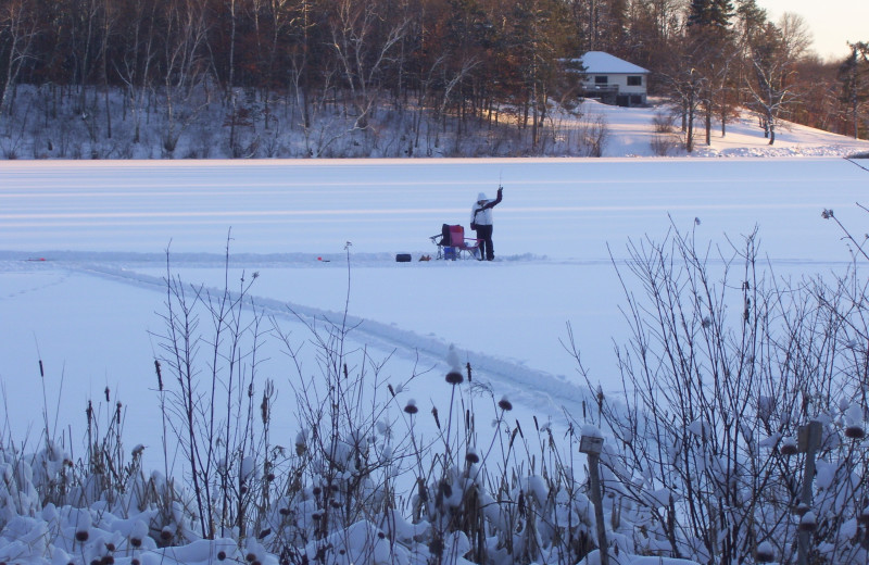 Ice fishing at Shady Hollow Resort and Campground.