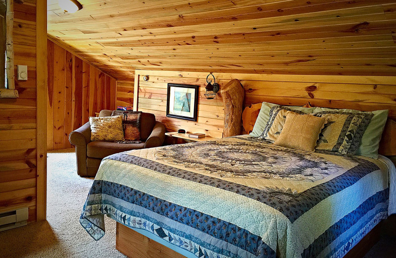 Cabin bedroom at Silver Mountain Resort and Cabins.