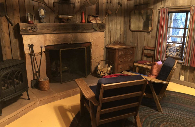 Cabin living room at Tumbling River Ranch.