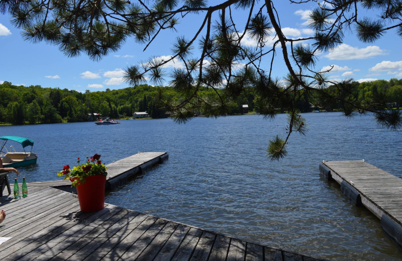 Relaxing on the dock overlooking the lake at Heather Lodge.