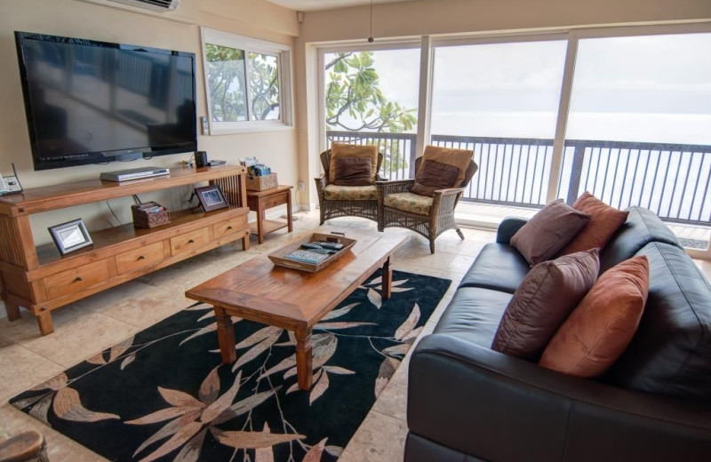 Rental living room at Hawaiian Vacation Rentals.