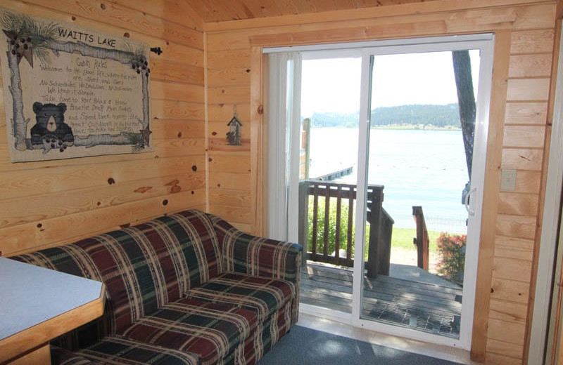 Cabin living room at Silver Beach Resort.
