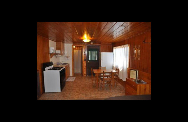 Cabin kitchen at Elk Point Lodge.