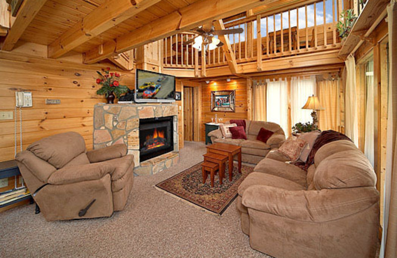 Living area of vacation lodge at American Patriot Getaways, LLC.