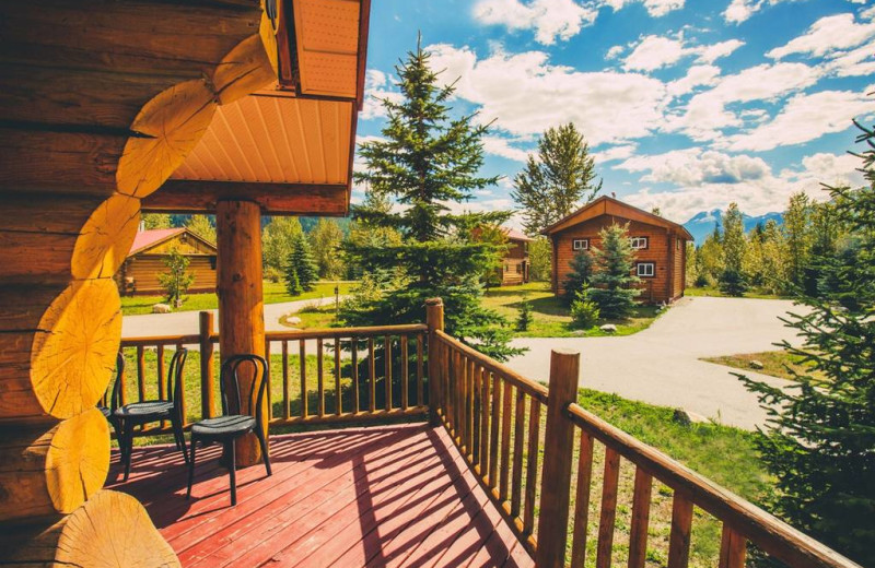 Cabin porch at Glacier House Resort.