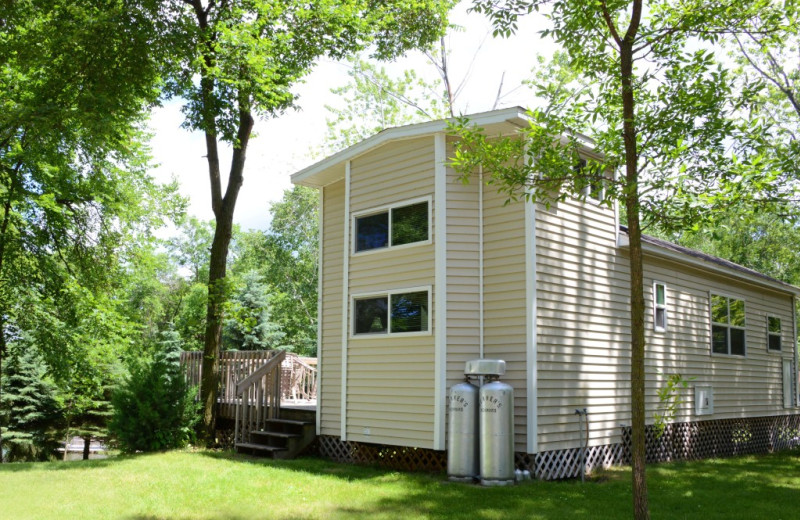 Cabin exterior at Riverside Resort.