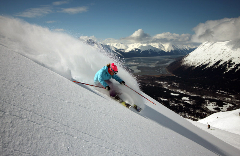 Down hill skiing at Alyeska Resort.