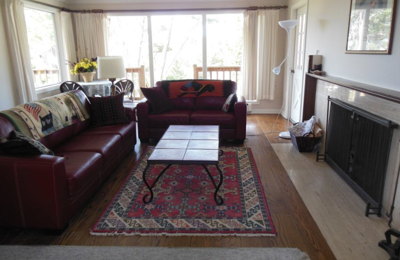 Rental living room at Oceanfront Getaways.