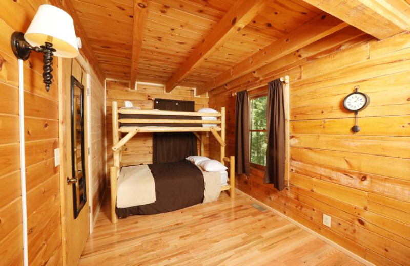 Cabin bedroom at Little Valley Mountain Resort.