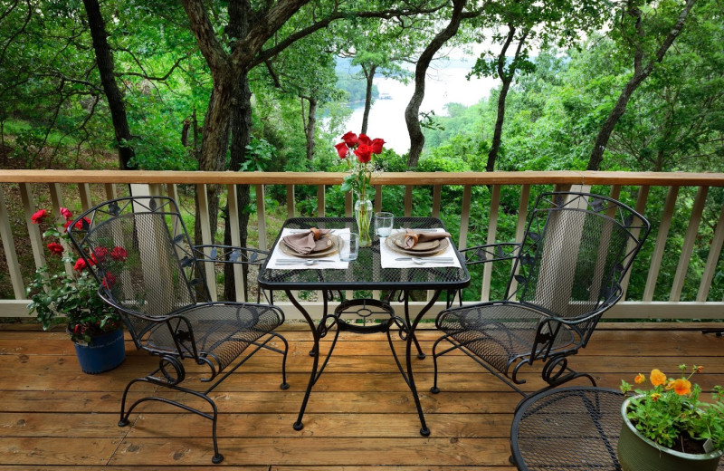 Deck view at Beaver Lake Cottages.