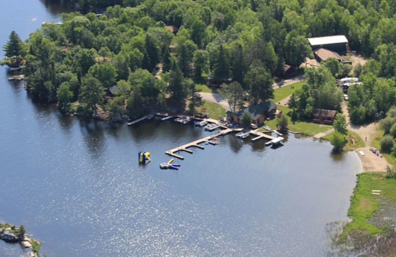 Aerial view of Northern Lights Resort, Outfitting and Youth Quest.