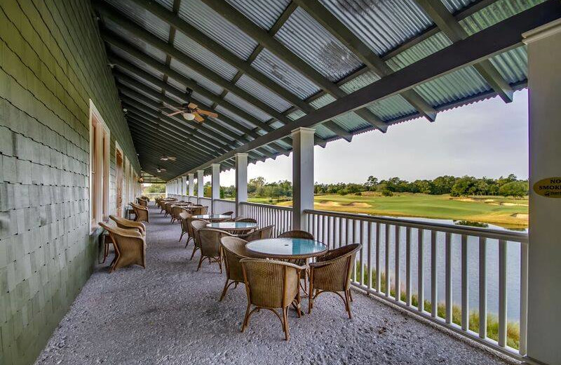 Rental patio at Barefoot Resort Rentals.