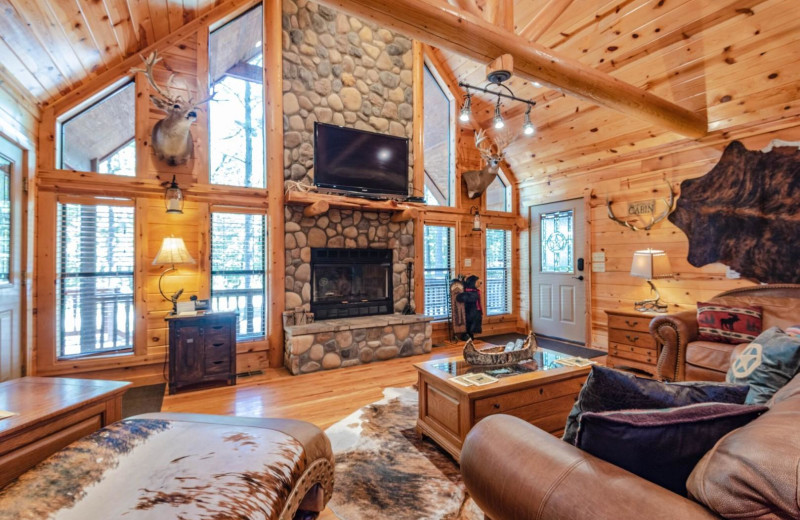 Cabin living room at Blue Beaver Luxury Cabins.
