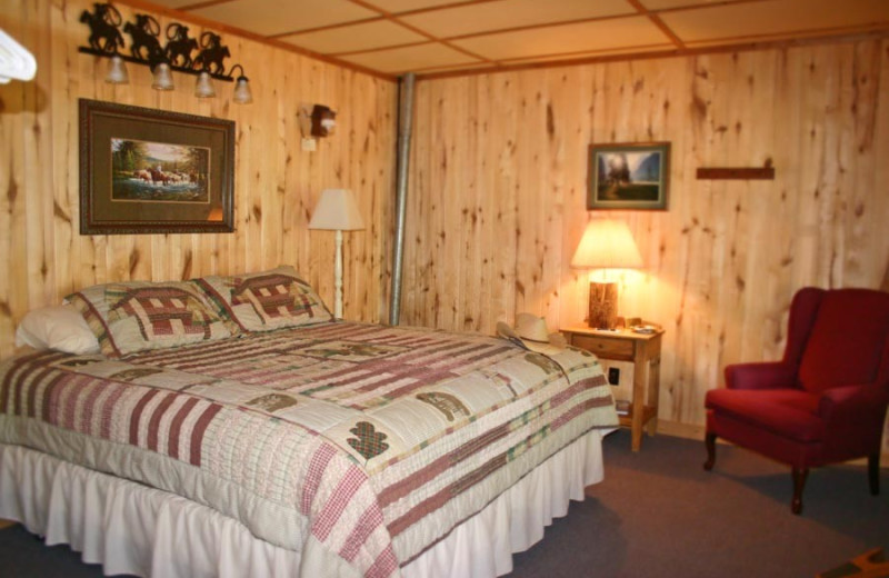 Cabin bedroom at Elk Mountain Ranch.