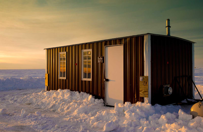 Ice fishing house at River Bend's Resort & Walleye Inn.