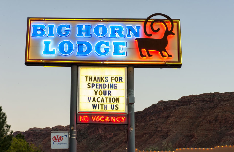 Welcome sign at Big Horn Lodge.