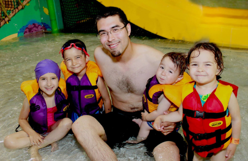 Family at waterpark at EdgeWater Resort and Waterpark.