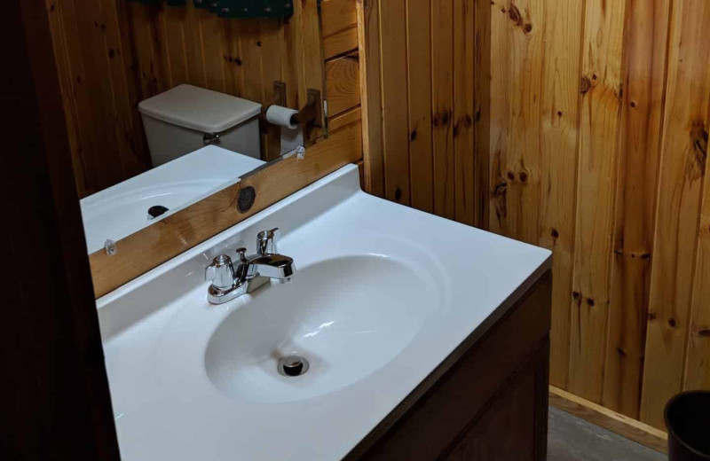 Cabin bathroom at Little Norway Resort.