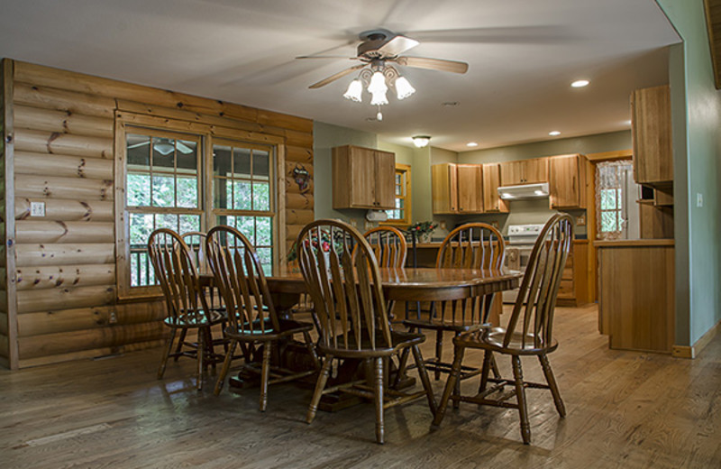 Dining and kitchen at Hideaway Haven.