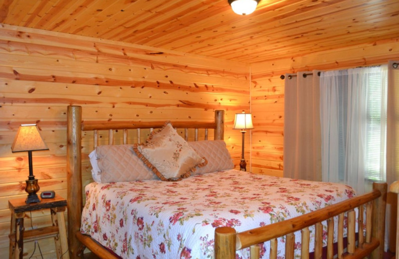 Cabin bedroom at Sautee Resorts.