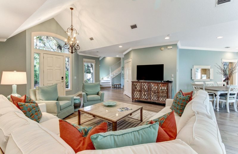 Rental living room at Amelia Rentals and Management Services.