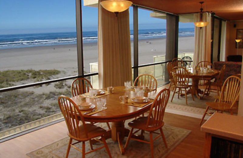 Condo dining table at Sand & Sea Condominums. 