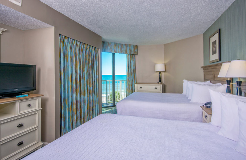 Two bed guest room at The Strand Resort Myrtle Beach.