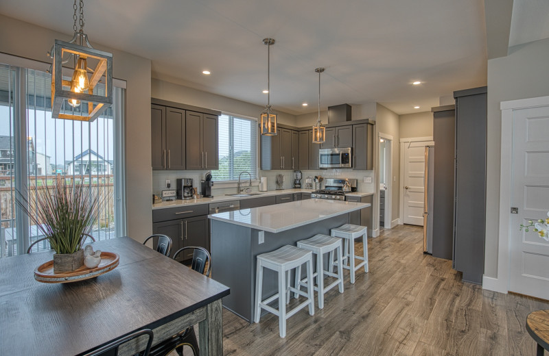 Rental kitchen at Oyhut Bay Seaside Village.