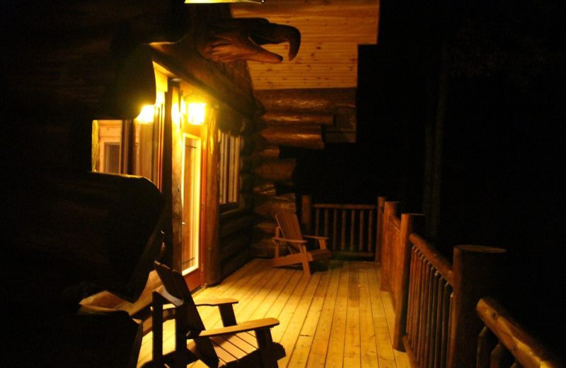 Cabin deck at Aqua Log Cabin Resort.