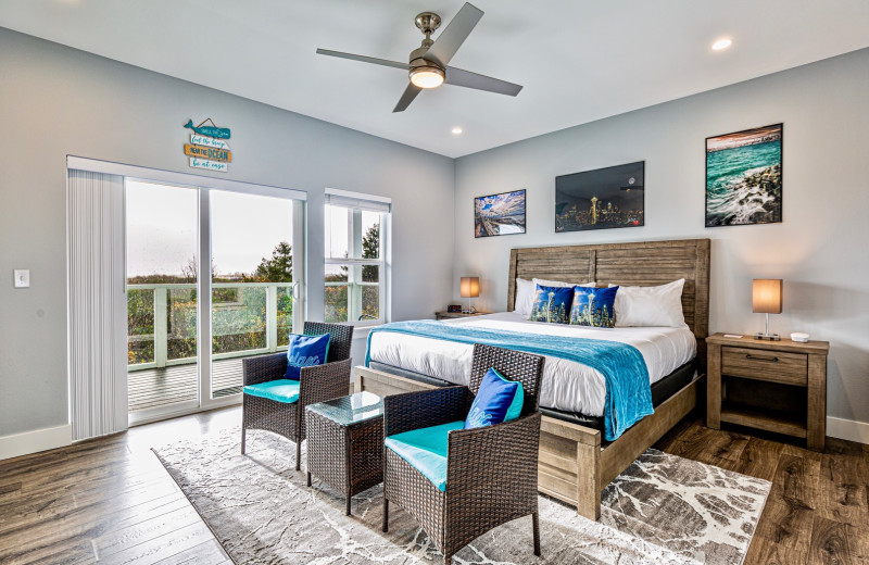 Rental bedroom at Oyhut Bay Seaside Village.