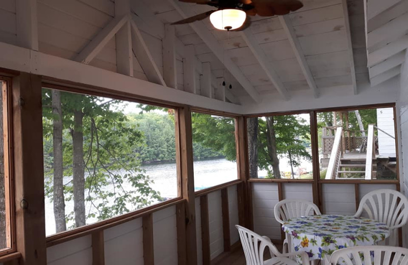 Cabin porch at Northern Lights Resort.