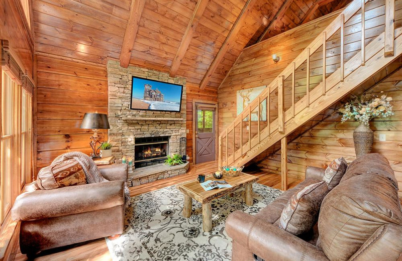 Cabin living room at Outrageous Cabins LLC.