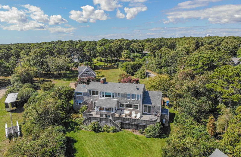 Aerial view of Sandpiper Rentals.