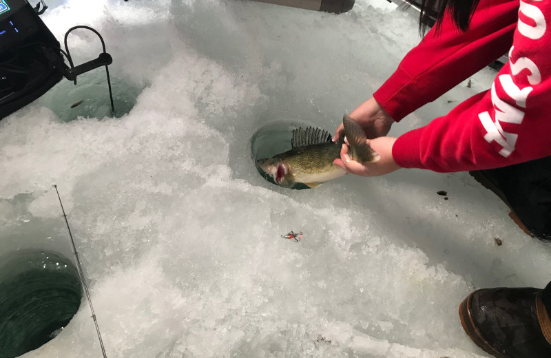 Ice fishing at Twin Pines Resort.