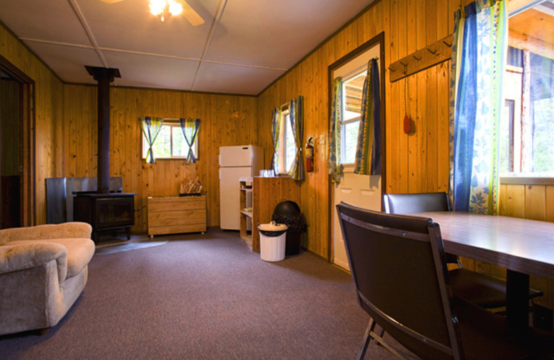 Cabin interior at Uchi Lake Lodge.