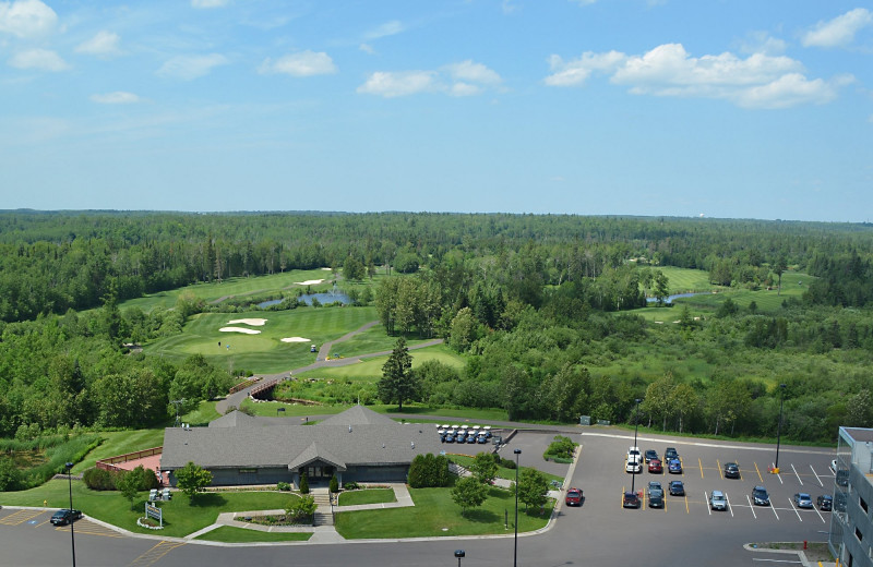 Aerial view of Black Bear Casino Resort.