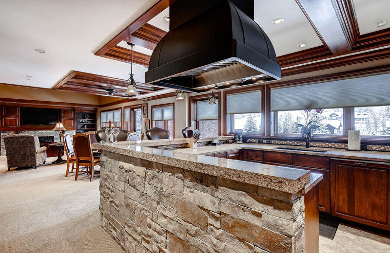 Rental kitchen at Lion Square Lodge.