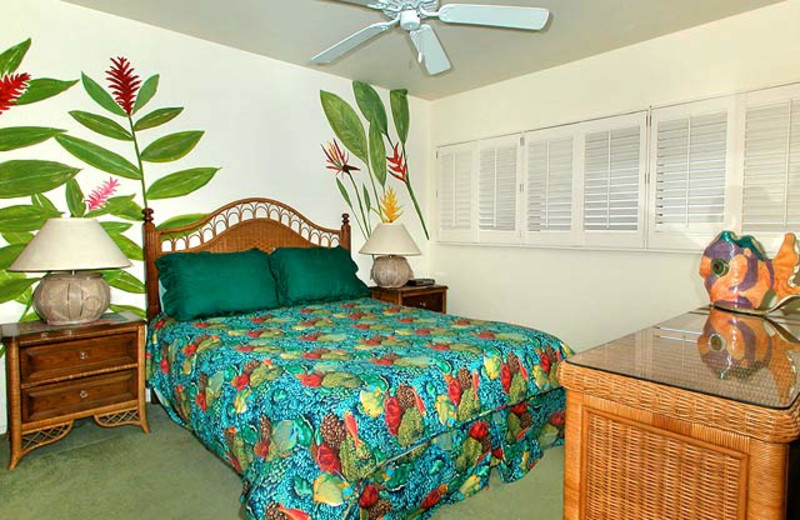 Vacation rental bedroom at Wailua Bay View Condos.