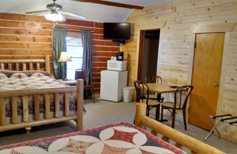 Cabin bedroom at Big Moose Resort.