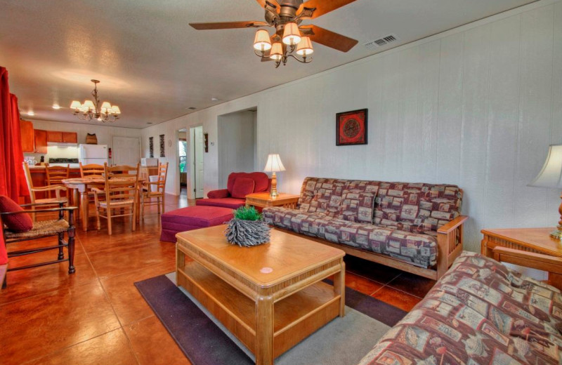 Cabin living room at Thunderbird Resort.